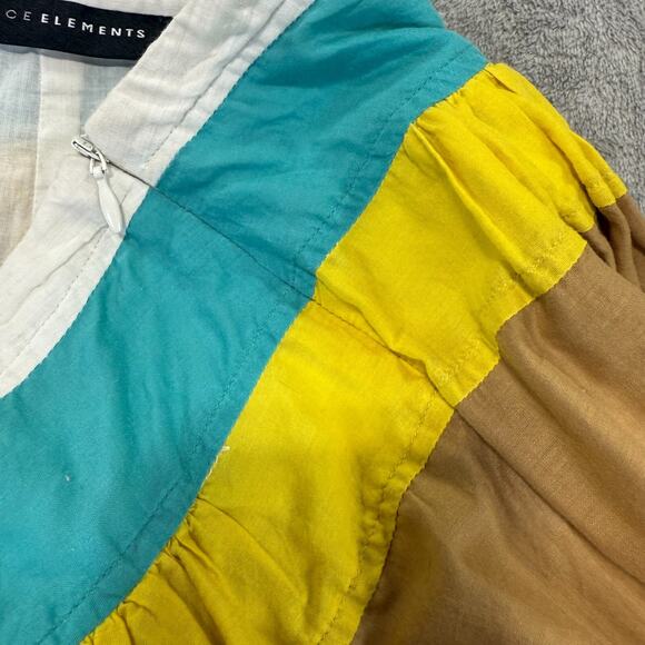 Grace Elements Pleated Striped Skirt Women's 8 100% Cotton Lined Side Zip Light - Picture 5 of 7